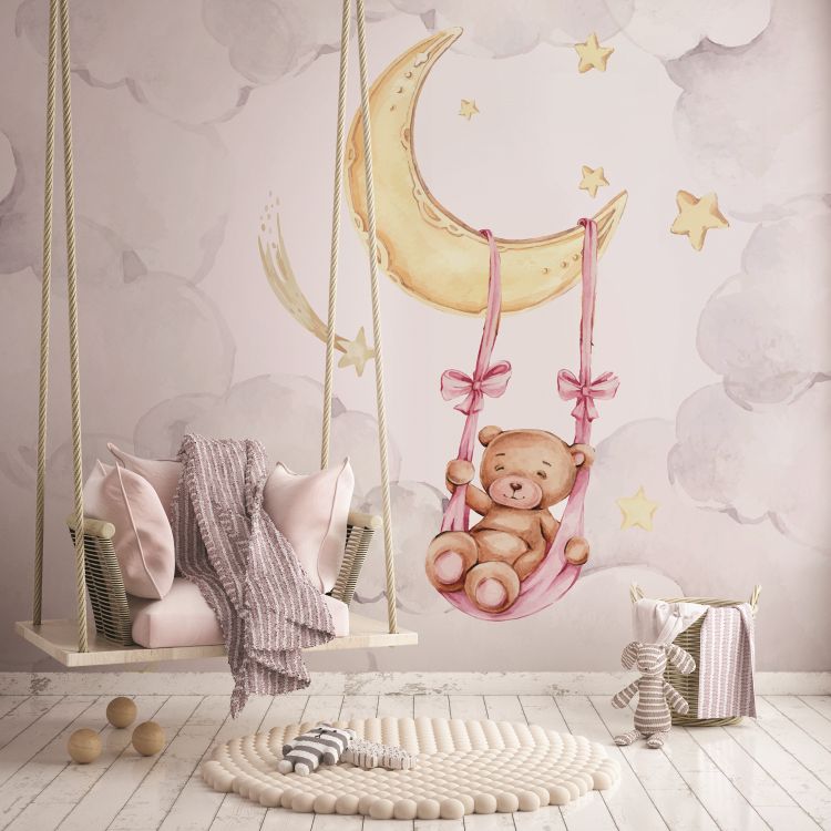 טפט  חדר תינוקות lullaby דובי מתנדנד להנאתו על ירח - מרשמלו עיצוב הבית