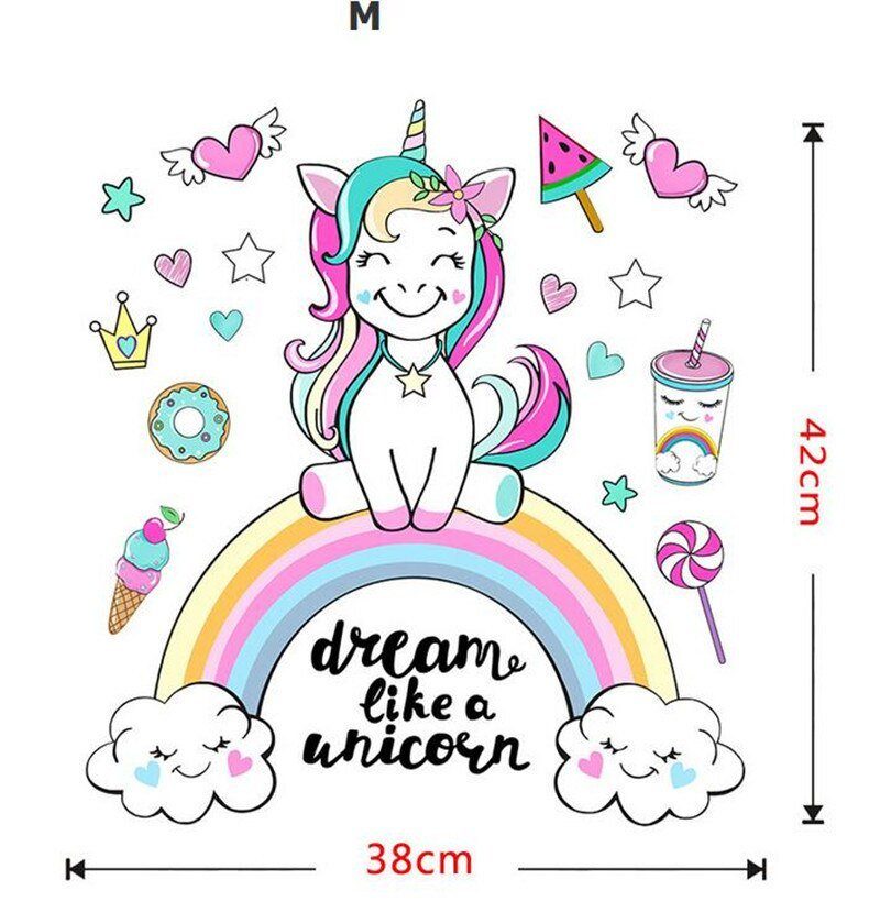 מתוק חלום Unicorn קיר מדבקות לילדים חדרי שינה סלון דקורטיבי ילדי מדבקות קיר מתנה