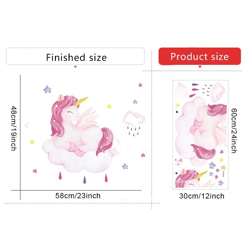 מחייך Unicorn קיר מדבקות לילדים חדר בנות חדר רקע קיר דקור נשלף ויניל לחדר ילדים בית תפאורה